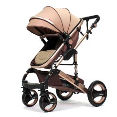 2in1 Luxury Baby Stroller with Reversible Seat &amp; Adjustable Handle - Brown