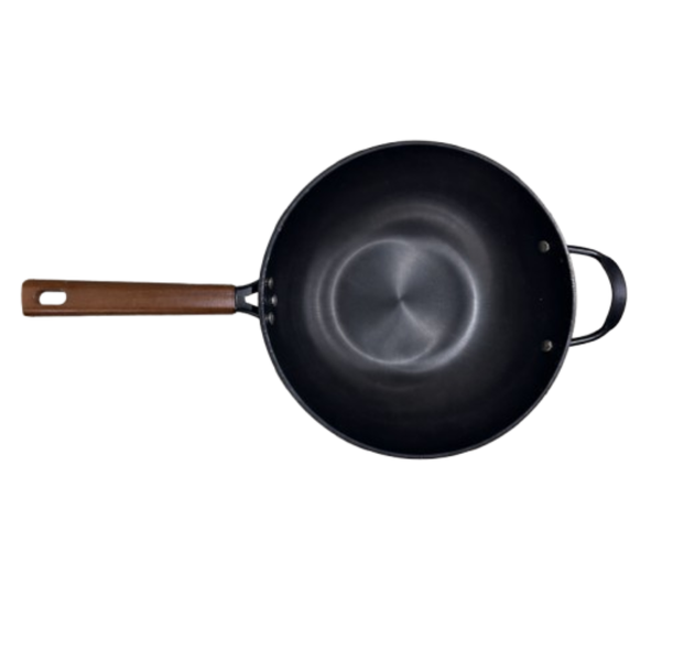 32cm Stainless Steel Wok Pot with Wooden Handle