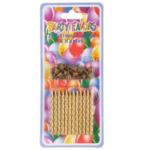 Birthday Candles - Party Accessories - Gold - 24 Piece - 10 Pack