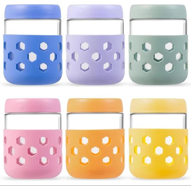 6-Pack Overnight Oats Glass Jars Mason Containers with Airtight Lids. 475ml