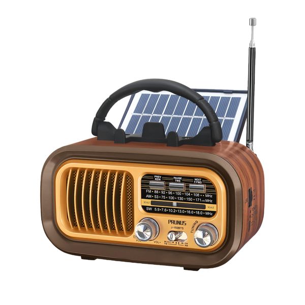 Portable Solar Vintage Radio Speaker - AM/ FM/ SW/USB &amp; TF Card,TWS