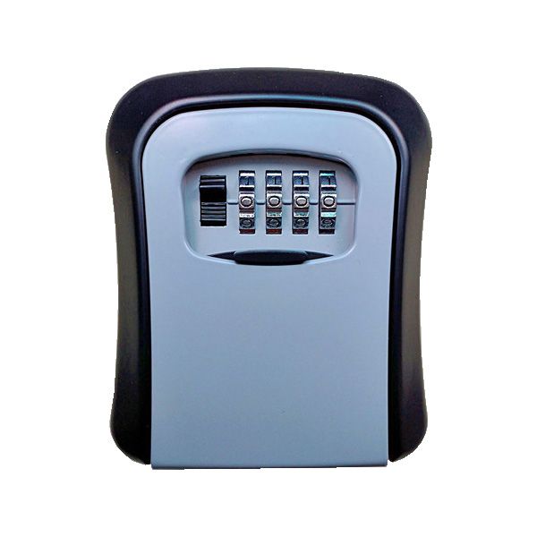 4-Digit Combination Wall Mounted Safe Box for Keys - Black