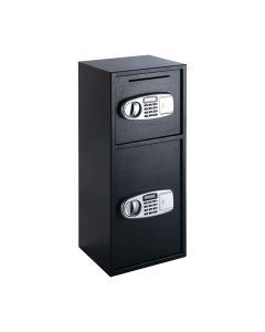 Double-Door Security Safe Box - Digital Lock &amp; Key Access for Cash, Guns