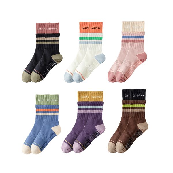 6 Pieces Pilates Socks with Grips for Women Non-Slip Yoga Athletic Socks
