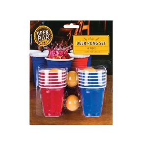 Drinking Game - Beer Pong Set - Cups &amp; Balls - Mini - 18 Piece - 10 Pack