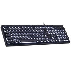 Olive Tree-104 Key Mechanical Feel Steampunk Retro Gaming Keyboard-Black