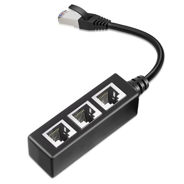 RJ45 LAN Splitter 1 to 3 - 1 Male to 3 Female Ethernet Network Adapter-(GC)