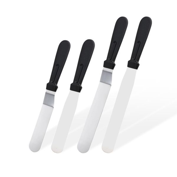 Cake Knife Set, Stainless Steel Angled Palette Knife, 4-Piece 2 Sizes