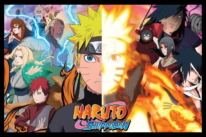 Naruto Shippuden - Split Poster with Black Frame