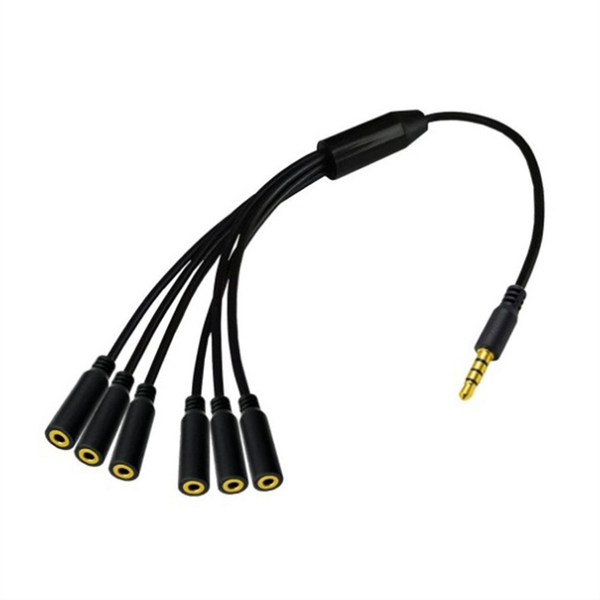 4Pole TRRS Male To 5 Ports Aux Cable Earphone Mic Audio Adapter