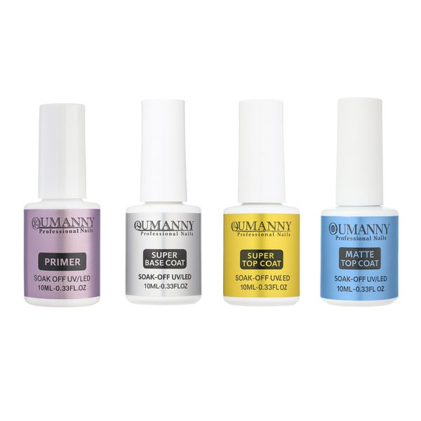 OUMANNY Professional Primer Base &amp; Top Coat Gel Set 4 x 10ml
