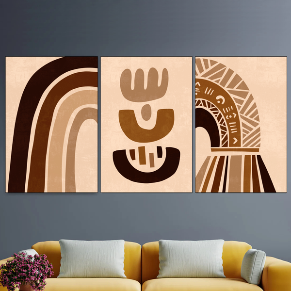 Mounted Wall Art Decor Prints - Set of 3 - Boho Art - 28x40cm