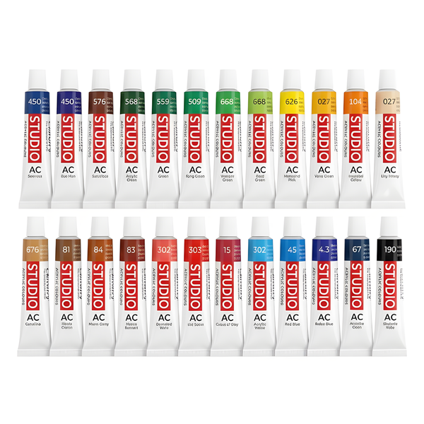 24 Vibrant Acrylic Paint Set (12ml Tubes) for Canvas Art