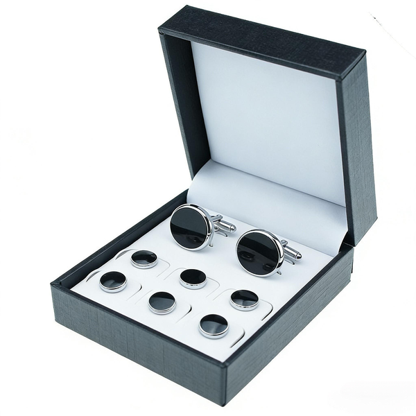 Stainless Steel Cufflink and Shirt Button Set , Accessories - 8-Piece
