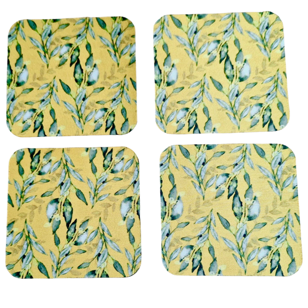 Coasters with Rubber Backing - Green Leaves in The Wind