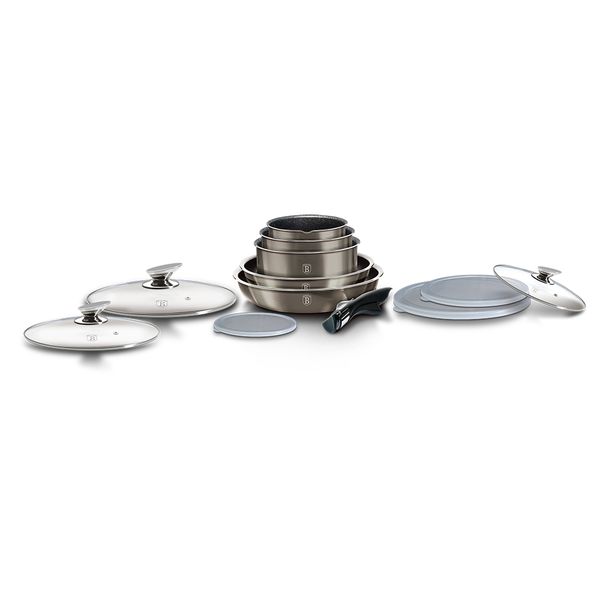 Berlinger Haus 12-Piece Marble Coating Cookware Set - Carbon Metallic
