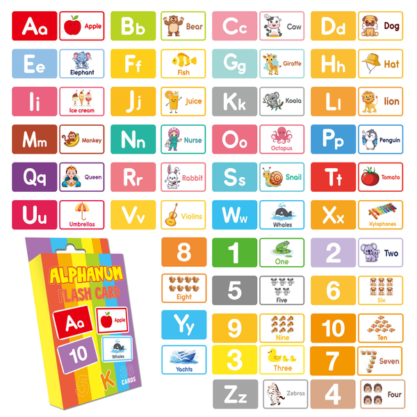 Alphabet &amp; Numbers Learning Cards - Multicolour