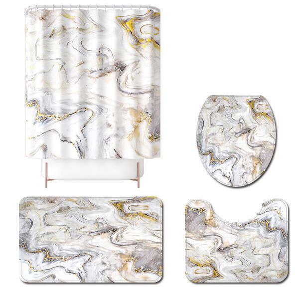 Adjustable Waterproof Bath Mat And Shower Curtain U-Shaped Toilet Mat Abso