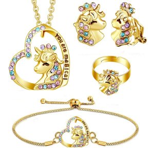 4 Piece Unicorn Jewelry Set for Girls