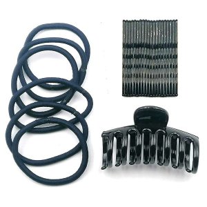 School Hair Accessories - Black/Navy 27 Pieces