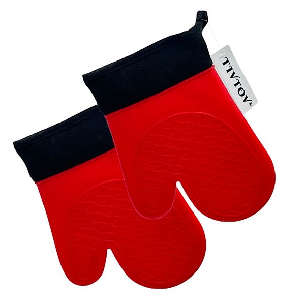 TIVTOV Silicone Oven Mitts Heat Resistant Silicon Gloves - 2 Piece