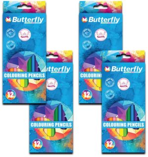 Butterfly Colour Crayons - Pencil (12) Wood-Free X4