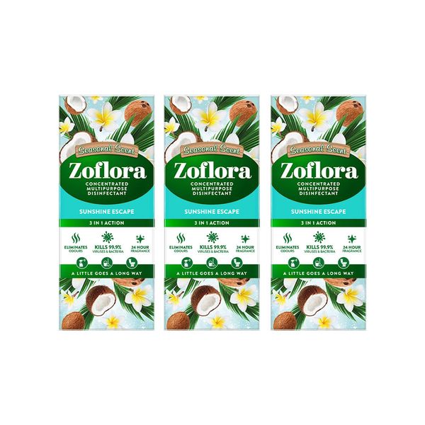 Zoflora Sunshine Escape Concentrated Disinfectant 500ml 3 Pack
