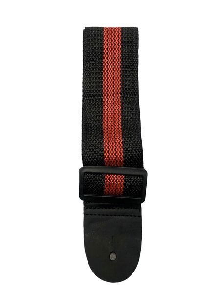 Guitar Strap Black with Red Stripe Adjustable