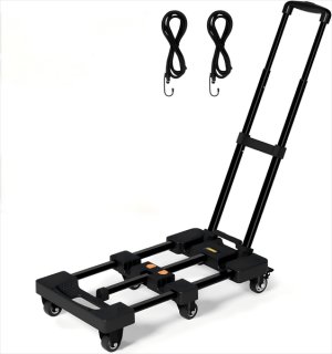 Troozy Folding Hand Truck, Hand Cart,Trolley with 6 Wheels &amp; 2 Straps 226kg