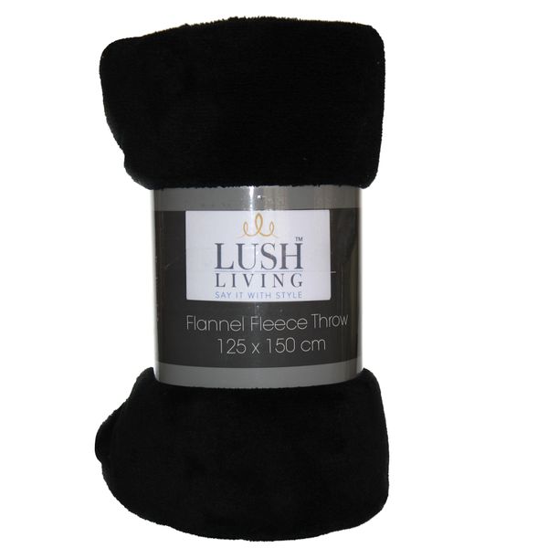 Lush Living - Flannel Fleece Throw 125 x 150 cm - Black Beauty