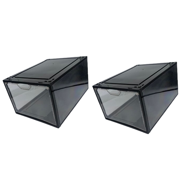Set Of 2 Portable Foldable Rectangular Stackable Shoe Storage Box