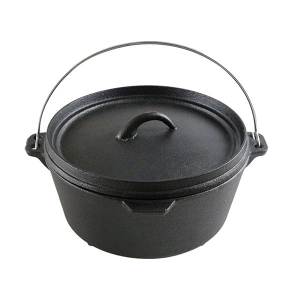 15.75 × 20.28 Inch Black Cast Iron Potjie Pot With Lid For Daily Outdoor