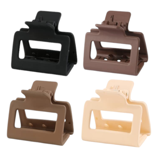 Mini Square-Shaped Hair Claw Clips - Multicolor - 4-Piece