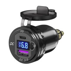 IPSTYLE Car Charger Power Adapter Hella DIN Plug Socket QC3.0 USB Type C