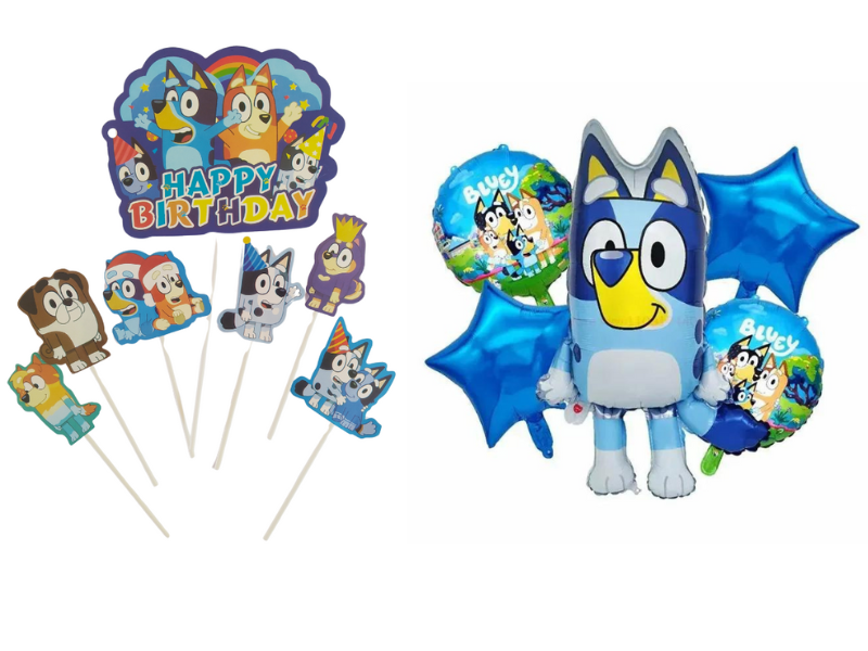 Bluey Cake Topper &amp; Balloon Combo - Party Decor - 12 Piece - Birthday