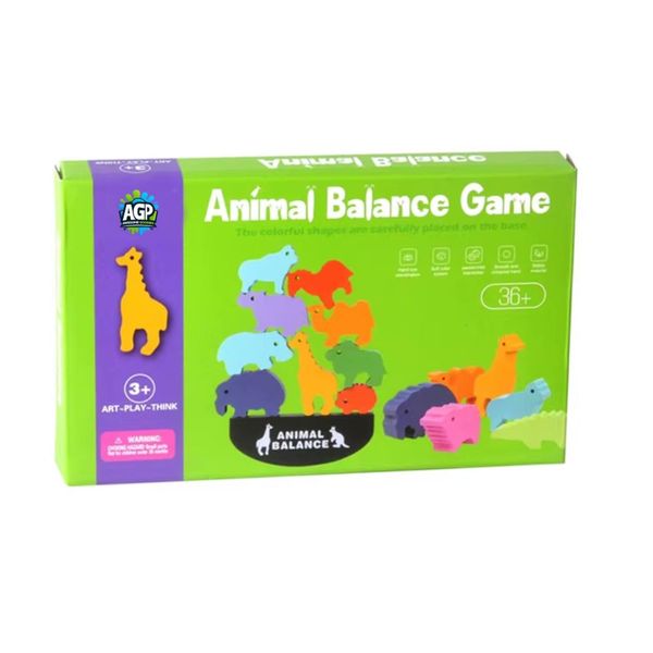 Animal Balance Stacking Game for Kids - Colourful Wooden Animal Puzzle Toy
