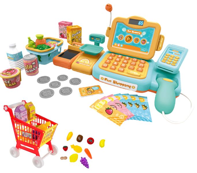 Pretend Play Calculator Cash Register Toy-40 Piece Toy set Pretend Shopping