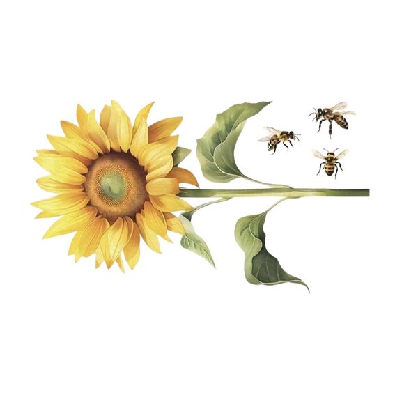 1 Piece 3D Sunflower and Butterfly Wall Sticker - Self-Adhesive PVC Home Décor