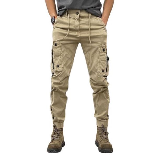 Camping Pants 97% Cotton - Hiking - Work Multi-Pocket Purpose Pant Khaki