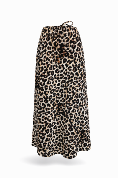Charlotte Leopard Print Linen Resort Skirt
