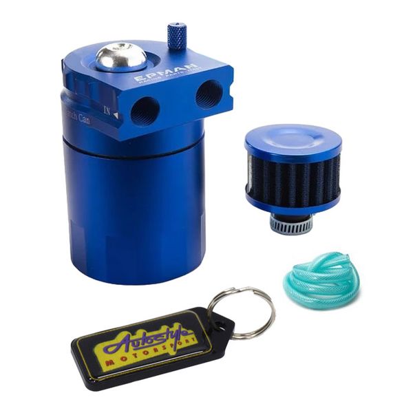 Epman Universal Aluminum Oil Catch Can Reservoir Tank - Blue &amp; Key Holder