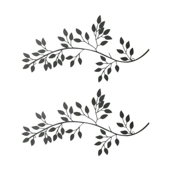 2 Piece - Vinyl Minimalist Floral Wall Art Stickers - Black