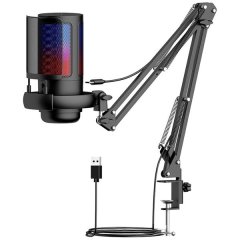 Gaming Microphone Set RGB USB Pop Filter Streaming Mic for PC, PS4, PS5 Mac