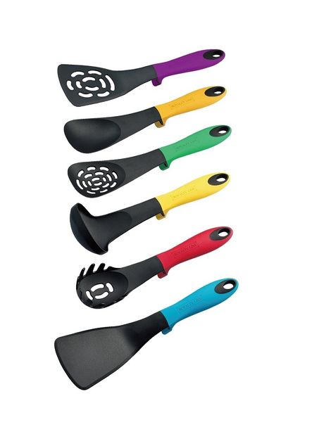Royalty Line 7-Piece Kitchen Utensil Set with Rotating Stand - Red