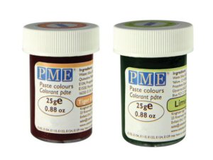 PME - Food Cake Icing Fondant Colouring Paste Gel - 2 x 25g Green &amp; Orange