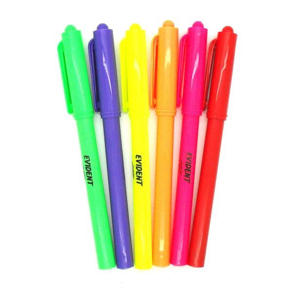 24 Set x 6 Evident Junior Fluorescent Neon Ink Highlighter Pen For Office