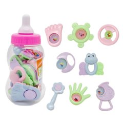 Infant Teething Milk Bottle Rattles Toy Set - 8pcs