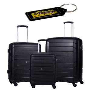 Pierre Cardin - Polypropylene 3-Piece Luggage Set - Grey and Gel Keyring