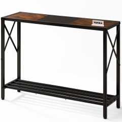 Topika Narrow Console Table 106×30×76cm, 2-Tier Industrial Entryway Table