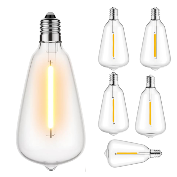 Stellar Lighting Vintage Replacement Bulbs ST38 LED E12 0.8W Solar 6 Pack